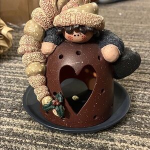 Charming Brown Candle Holder with Heart Cutout